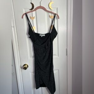 Shiny sequin crossover cocktail dress